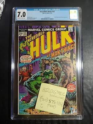 Buy Incredible Hulk #197 Cgc 7.0 / Man Thing/ Glob Collector App! • 56.77£