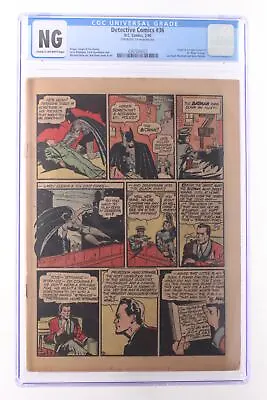 Buy Detective Comics #36 - D.C. Comics 1940 CGC NG Origin + 1st App Dr. Hugo Strange • 2,837.45£