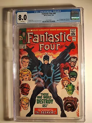 Buy Fantastic Four #46, CGC 8.0 White Pages, Marvel 1966, 1st Full Black Bolt 🔑🔥!  • 351.79£
