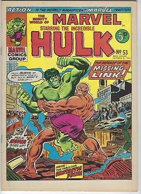 Buy MIGHTY WORLD OF MARVEL #53 - 9 Oct 1973 - High Grade -Hulk Missing Link Fan Four • 7.95£