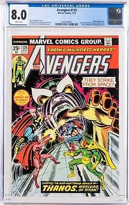 Buy Avengers #125 Cgc 8.0 (marvel 1974) Thanos - Brand New Case & White Pages • 68.05£