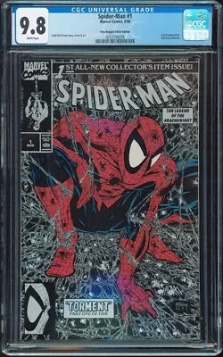 Buy Spider-man #1 Silver Polybag CGC 9.8 W Classic Cover McFarlane Art Black 1990 • 103.92£
