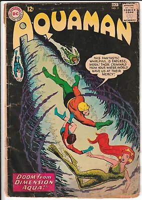 Buy Aquaman #11 DC Comics 1963 2.5 GD+ KEY 1ST QUEEN MERA NICK CARDY COVER • 62.31£