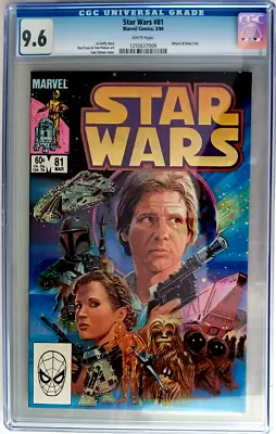 Buy STAR WARS #81 CGC 9.6 WHITE 1984 BOBA FETT, Harrison Ford, CARRIE FISHER Cover • 105.42£