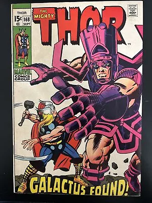 Buy The Mighty Thor #168, Marvel Comics 1969 FN/VF 7.0 Origin Of Galactus  Lee/Kirby • 205.02£