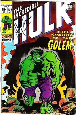 Buy THE INCREDIBLE HULK #134 Signed Herb Trimpe  Among Us Walks The Golem  1970 • 60.31£