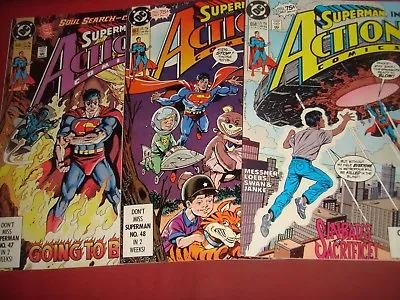 Buy 3 X ACTION COMICS #656, 657, 658 Superman DC Comics 1990 NM • 4.95£