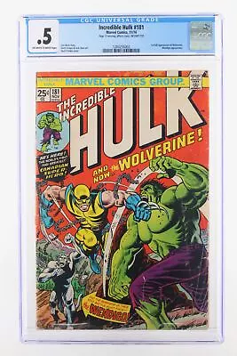 Buy Incredible Hulk #181 - Marvel Comics 1974 CGC .5 1st Full Appearance Of Wolverin • 1,066.53£