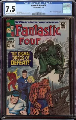 Buy Fantastic Four # 58 CGC 7.5 OW/W (Marvel, 1967)  Dr. Doom & Surfer Appearance • 118.77£