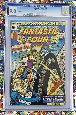 Buy Fantastic Four #167 - Feb 1976 - Incredible Hulk Appearance - Cgc (9.0) Vfn/nm • 49.99£