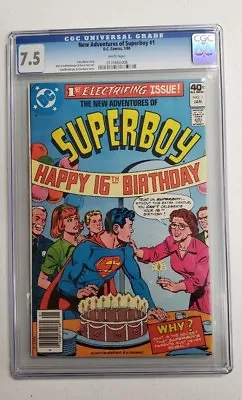 Buy New Adventures Of Superboy #1 CGC 7.5 Comic Book 1980 DC Schaffenberger Giordano • 100.40£