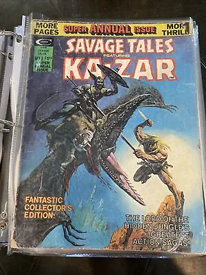 Buy SAVAGE TALES Featuring KA-ZAR SUPER ANNUAL ISSUE # 1 MARVEL COMICS 1975 REPRINTS • 10.72£