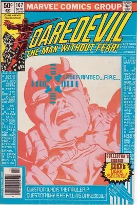 Buy DAREDEVIL #167 VG/F, Frank Miller, Newsstand Marvel Comics 1980 Stock Image • 7.91£
