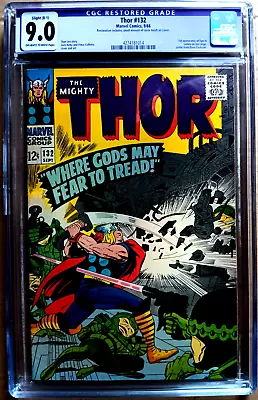 Buy THOR #132 CGC 9.0 OW 1966 Stan Lee & KIRBY First Appearance Of EGO:  Color Touch • 115.57£