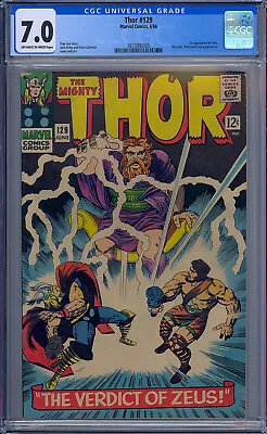 Buy Cgc 7.0 Thor #129 1st Ares Appearance And Early Hercules & Pluto Ow/white Pages • 169.97£