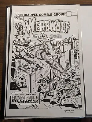 Buy WEREWOLF BY NIGHT #23! 11x17 INK ON BRISTOL! MARVEL COMIC COVER RECREATION! • 118.49£