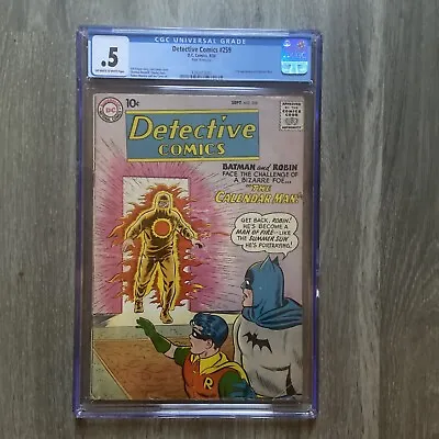 Buy DETECTIVE COMICS #259 1958 CGC .5 1ST CALENDAR MAN Missing Page Does NOT Affect • 237.18£