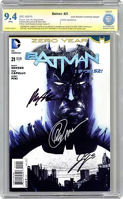 Buy Batman #21B Jock 1:25 CBCS 9.4 SS Tynion IV/Capullo/Albuquerque/Snyder 2013 • 92.40£