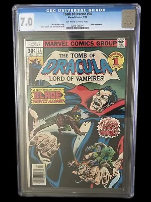 Buy Tomb Of Dracula #58 CGC 7.0 1977 Marvel Blade Deacon Frost Hannibal King • 98.83£