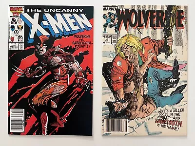 Buy Uncanny X-Men 212 + Wolverine 10 Newsstand VF+ 1st Wolverine Sabretooth Battle • 47.44£
