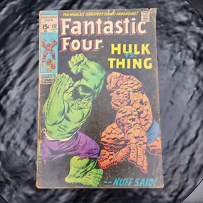 Buy Fantastic Four #112 Hulk Vs Thing Epic Battle, Marvel Comics 1971 VF 📘💥 • 57.53£