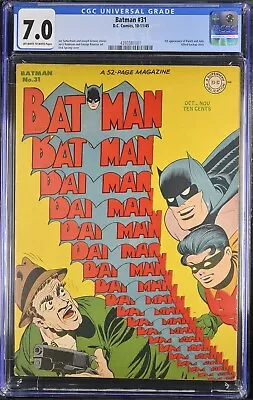 Buy Batman #31 - D.C. Comics 1945 CGC 7.0 1st Appearance Of Punch And Judy • 1,778.87£