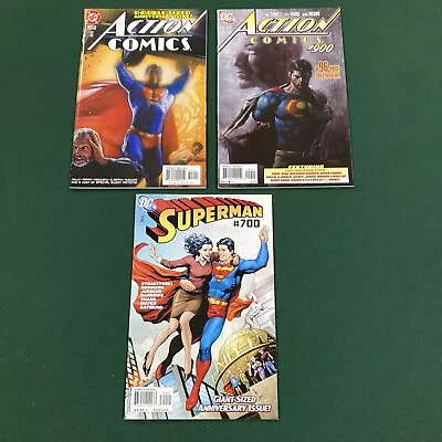 Buy Superman Action Comics #700, #800, #900.  Super-size Anniversary, Batman, Flash • 19.71£