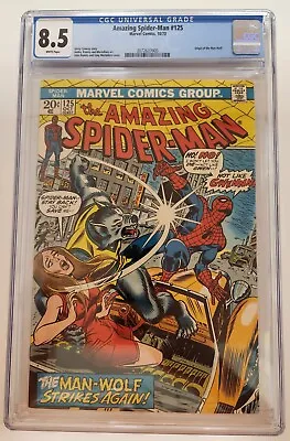 Buy Amazing Spider-man #125 1973 Marvel Cgc 8.5 White Pages! 2nd Man-wolf! • 139.92£