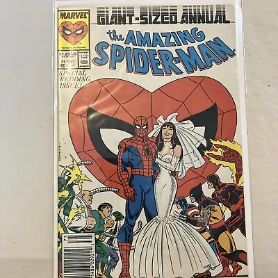 Buy Amazing Spider-Man (1963) Annual #21 - Fine - Newsstand Variant, Wedding  • 12.41£