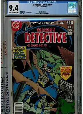 Buy Detective Comics Batman # 477 Cgc 9.4 Near Mint 1978 Cream To Off White Pages • 69.46£
