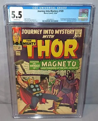 Buy JOURNEY INTO MYSTERY #109 (Jack Kirby Magneto Cover) CGC 5.5 FN- Marvel 1964 • 157.66£