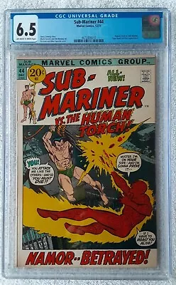Buy Sub-Mariner #44 (Marvel, 12/71) CGC 6.5 Fine+ (Namor Vs. Human Torch) • 102.30£