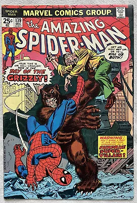 Buy Amazing Spider-Man #139 Marvel 1974 1st App The Grizzly MVS Intact • 16.89£