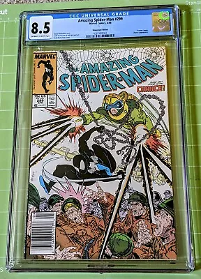 Buy Amazing Spider-Man #299 CGC 8.5/VF+ Ow-WhPgs Newsstand/1st Venom In Cameo/OBO! • 100.56£