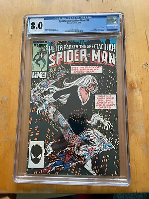 Buy PETER PARKER THE SPECTACULAR SPIDER MAN #90 1984 1st Black Costume Issue CGC 8.0 • 77.50£