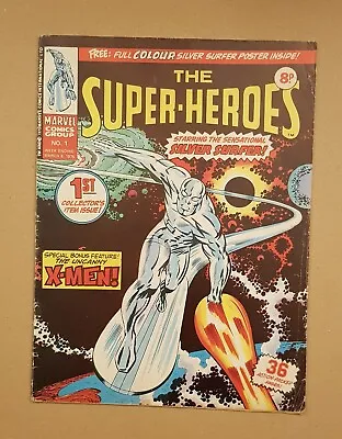 Buy 1975 Marvel The SUPER-HEROES #1 SILVER SURFER & The X-MEN. WITH Free Gift Poster • 49.99£