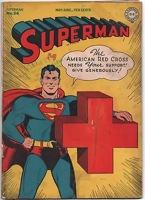 Buy SUPERMAN - SERIES 1 No.34  MAY/JUNE 1943 - GD/VG  DC COMICS - RARE • 350£