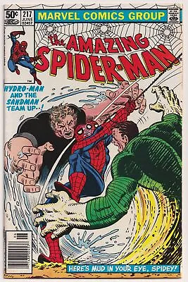Buy Amazing Spider-Man 217 VF+ 8.5 1981 Hydro-Man Sandman Newsstand John Romita Jr • 22.76£
