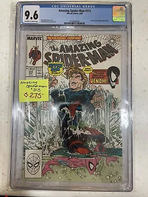 Buy Amazing Spider-Man #315  CGC 9.6  Venom  Hydro-Man  Marvel 1989 • 118.27£