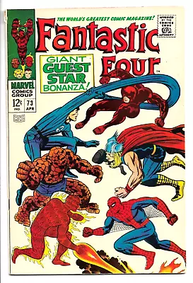 Buy Fantastic Four #73, 1968, Thing, Spidey, Thor, Daredevil, Kirby & Lee 7.5 VF- • 94.07£