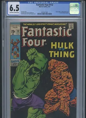 Buy Fantastic Four Vol 1 #112 1971 CGC 6.5 (Classic Hulk Vs Thing Cover) • 195.88£