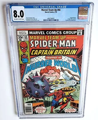Buy Marvel Team-up #66 Cgc 8.0 1978  +captain Britain 2nd Us Appearance+  Spider-man • 39.92£
