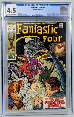 Buy Fantastic Four 94 CGC 4.5 (1970) 1st Agatha Harkness - Marvel! Key! • 78.24£