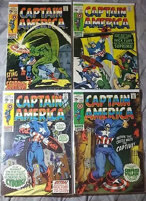 Buy Vintage Captain America Mixed Lot Of Four Comics: #122--#123--#124--#125 (1972) • 139.92£