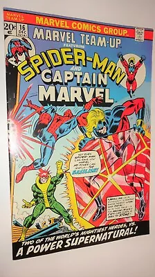 Buy Marvel Team Up #16 Spider-man Captain Marvel Gil Kane Nm 9.2 White Pages 1973 • 24.42£