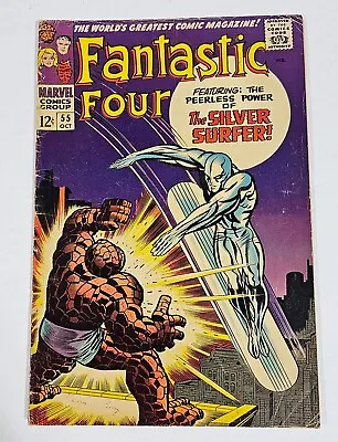 Buy Vintage 1966 Fantastic Four #55 Marvel Comics Silver Surfer Vs Thing Comic Book  • 60.28£