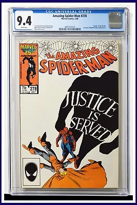 Buy Amazing Spider-Man #278 CGC Graded 9.4 Marvel July 1986 1st Printing Comic Book. • 80.64£