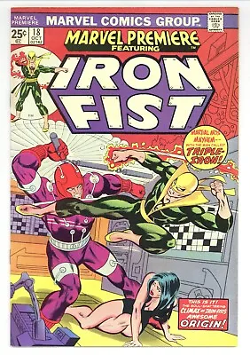 Buy Marvel Premiere 18 Iron Fist! Larry Hama Art! Triple Iron 1974 Comic K667 • 9.59£