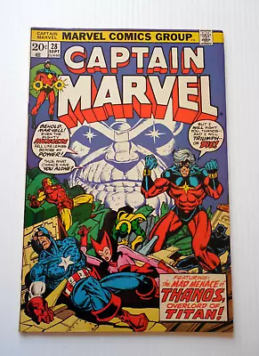 Buy Captain Marvel Number 28 Bronze Age 1973 Volume 1 Key Issue Drax Thanos And Eon • 24.12£
