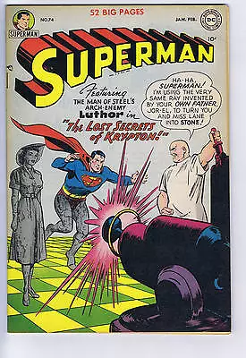 Buy Superman #74 DC Pub 1952 '' The Lost Secrets Of Krypton ! '' Lex Luthor Story • 631.49£